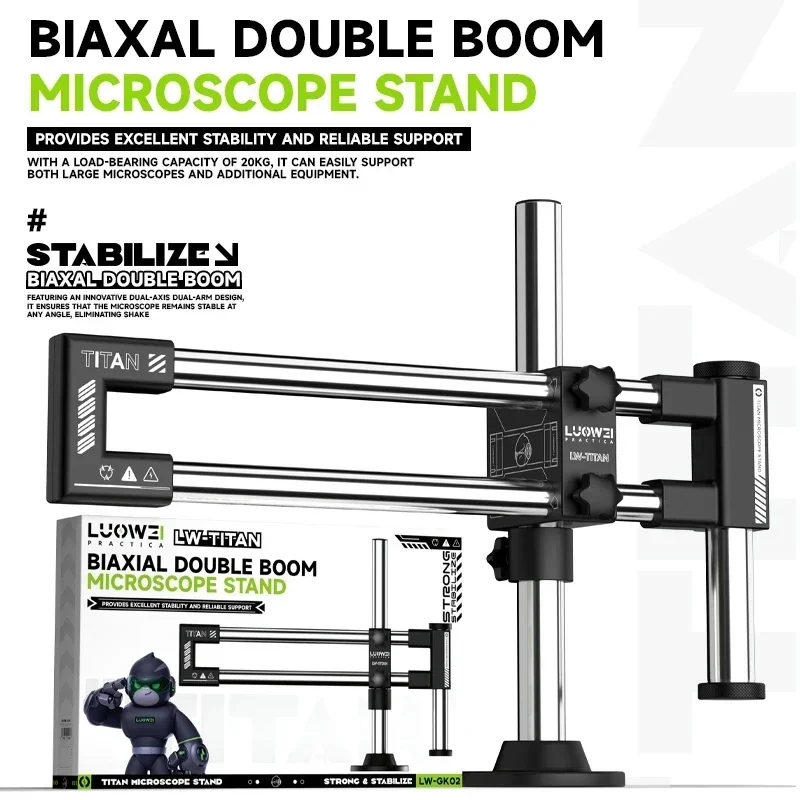 LUOWEI LW-GK02 Biaxal Double B - Articulating Arm Boom Stand Microscope ulasan dan harga